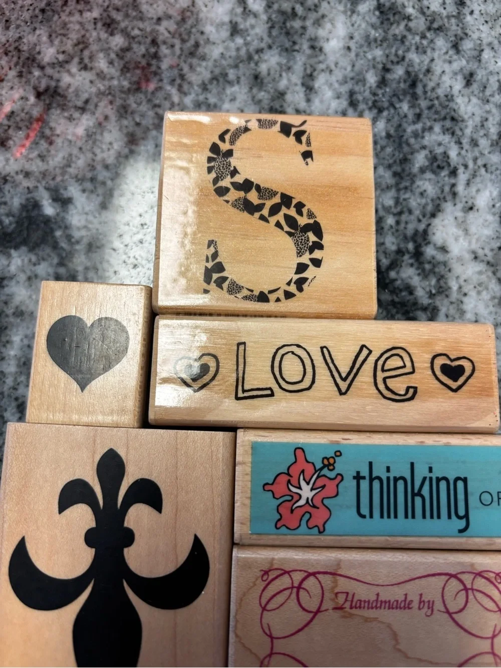 Seasonal Holiday Wood Stamp Set - Natural Wood with Green & Red Accents - Picture 6 of 8